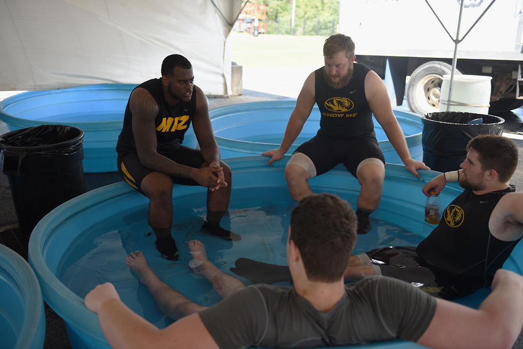 MU football players utilize the ice baths